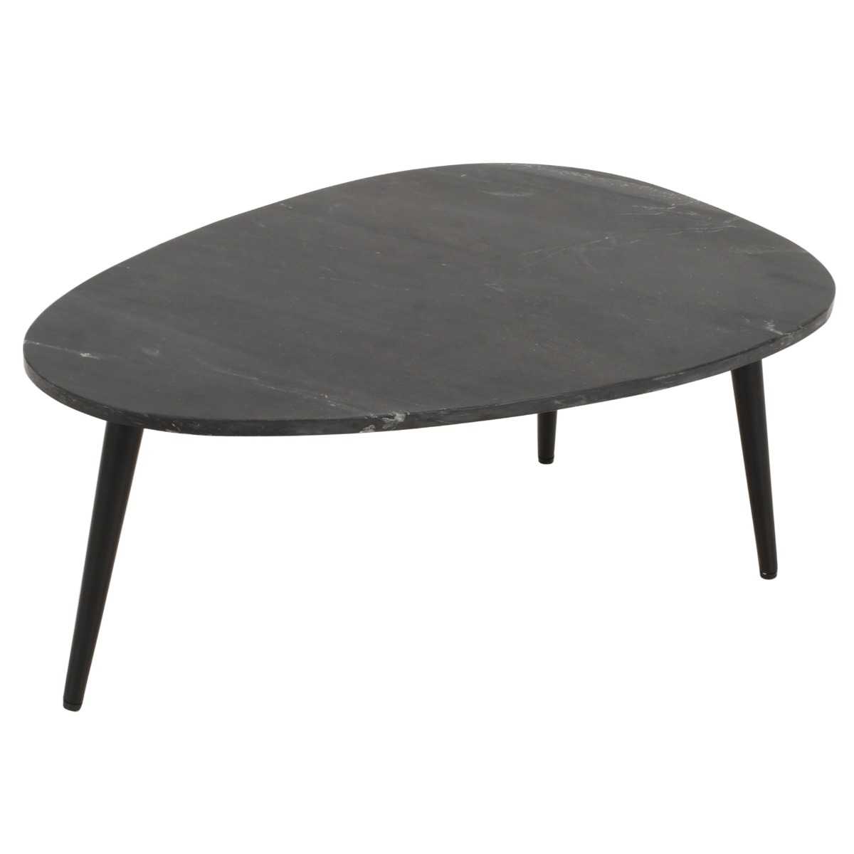Opal Black Marble Coffee Table, Metal Legs
