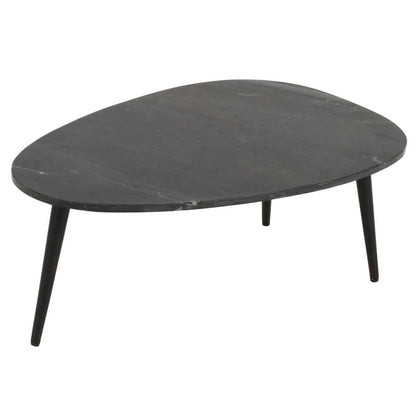 Opal Black Marble Coffee Table, Metal Legs