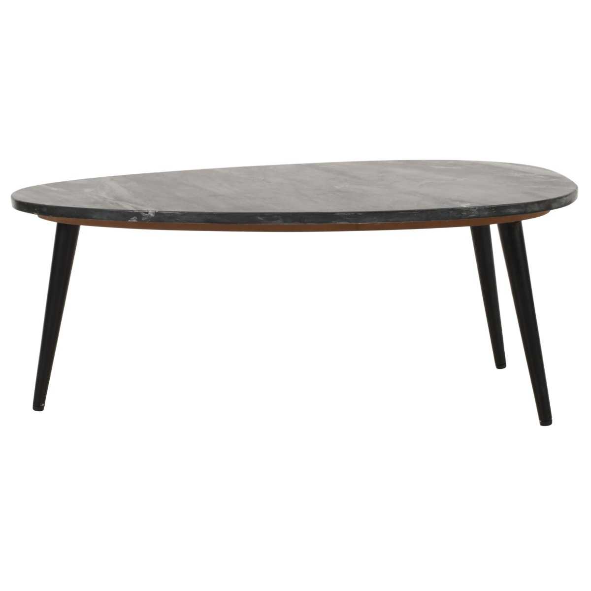 Opal Black Marble Coffee Table, Metal Legs