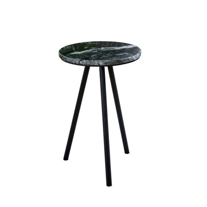 Opal Black Marble Side Table, Metal Legs