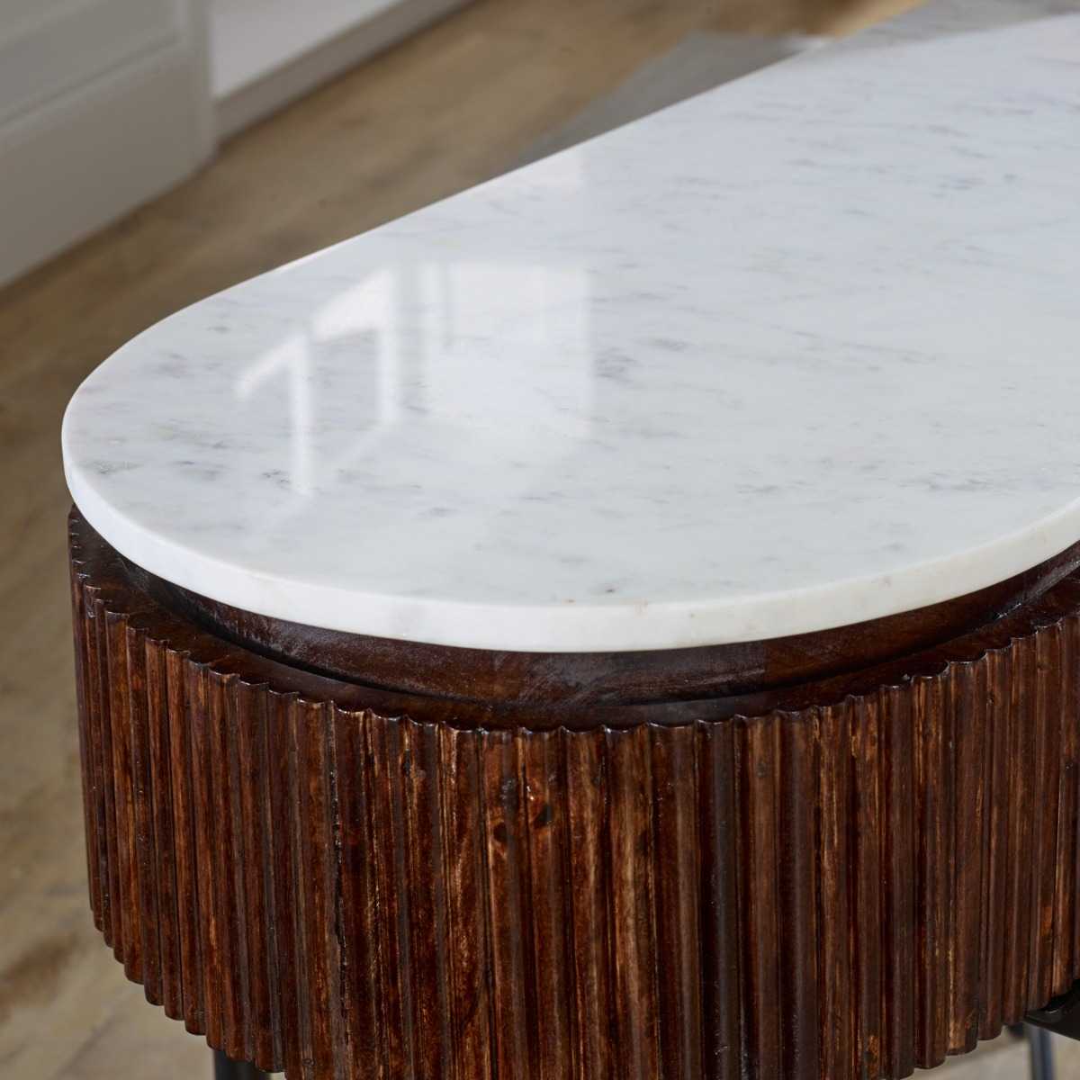 Opal Marble Console Table. 100% Solid Mango Wood