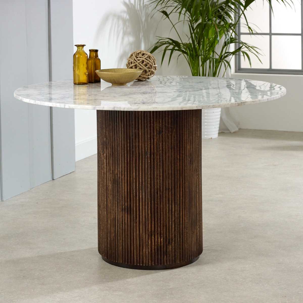 Opal Marble Dining Table. 100% Solid Mango Wood