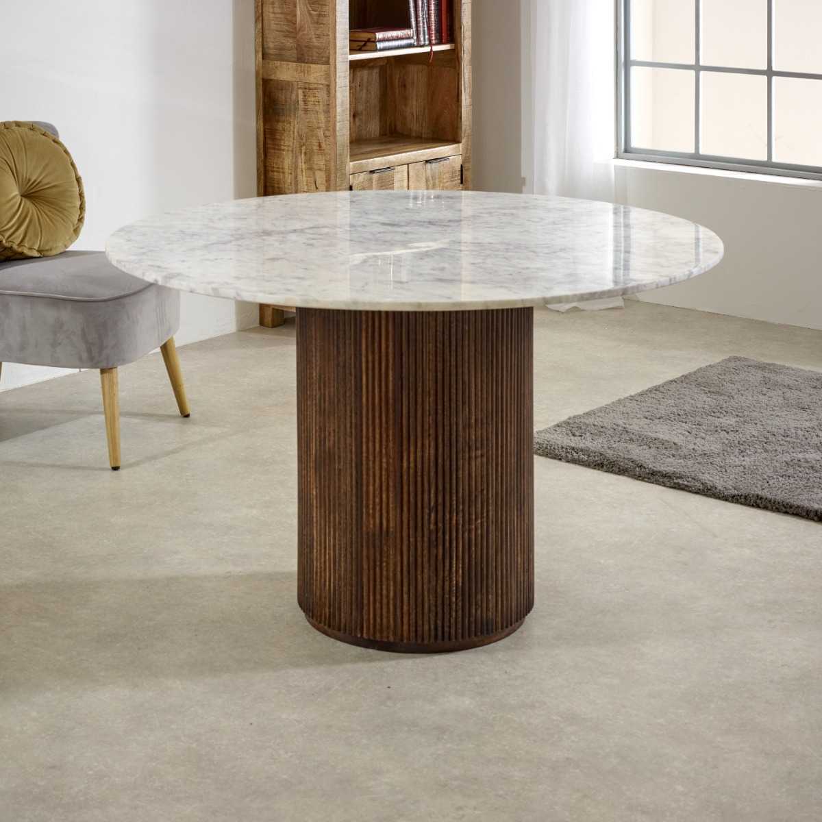 Opal Marble Dining Table. 100% Solid Mango Wood
