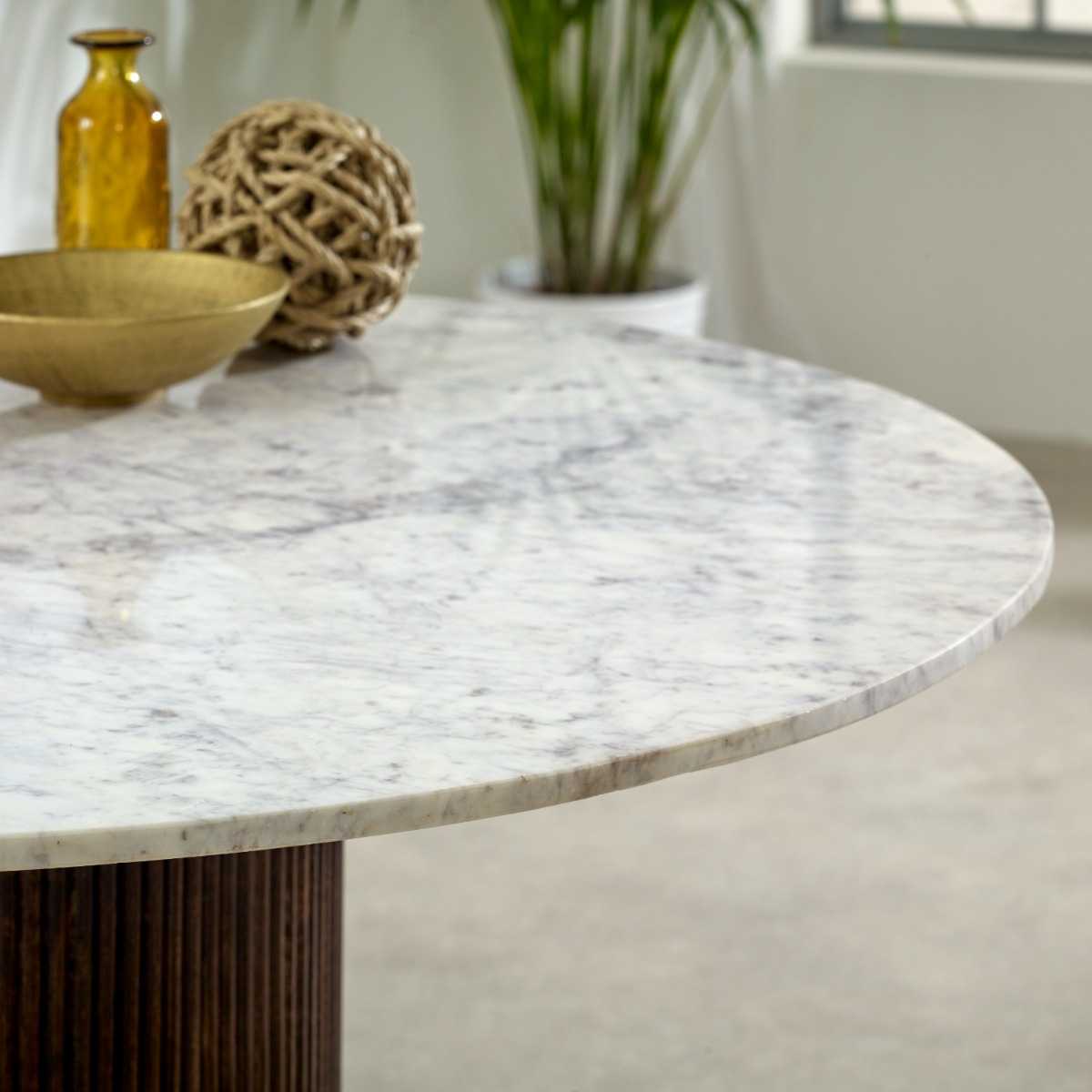 Opal Marble Dining Table. 100% Solid Mango Wood