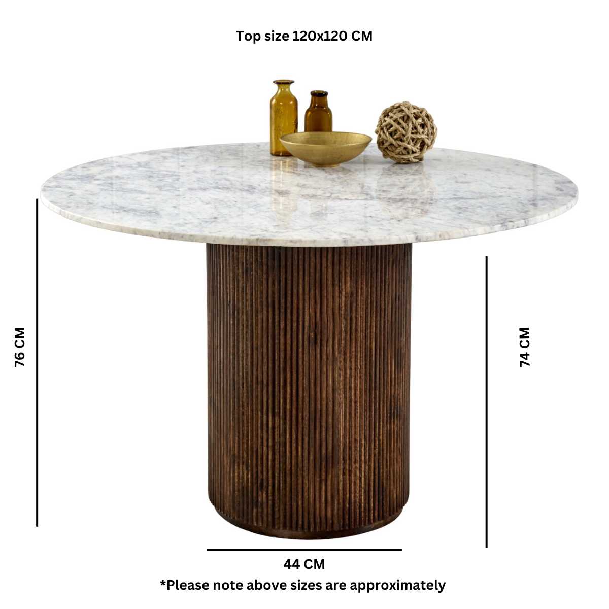 Opal Marble Dining Table. 100% Solid Mango Wood