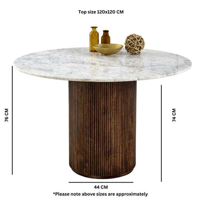Opal Marble Dining Table. 100% Solid Mango Wood