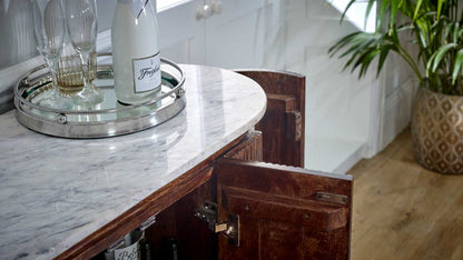 Opal Marble Sideboard. 100% Solid Mango Wood.