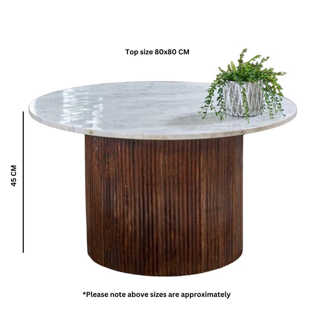 Opal Marble Top Coffee Table. 100% Solid Mango Wood.