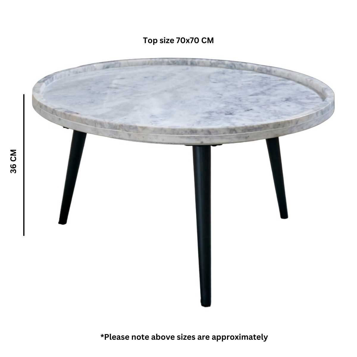 Opal Marble Top Coffee Table, Metal Legs