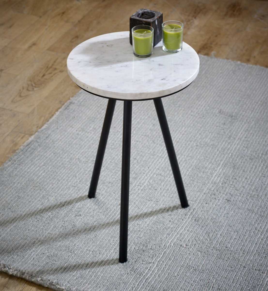 Opal Marble Top Side Table, Metal Legs