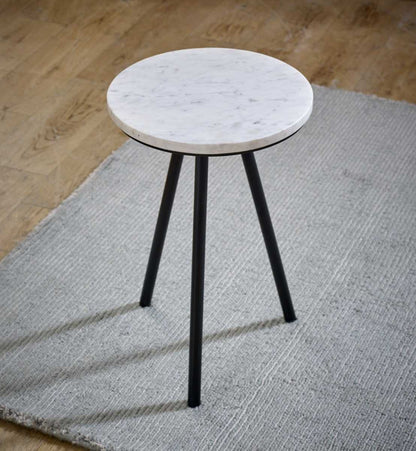 Opal Marble Top Side Table, Metal Legs