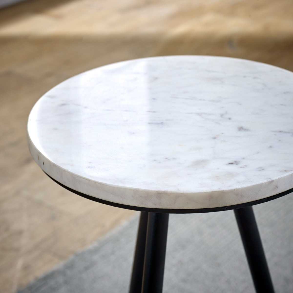 Opal Marble Top Side Table, Metal Legs