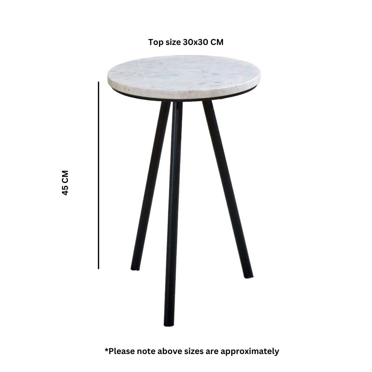 Opal Marble Top Side Table, Metal Legs