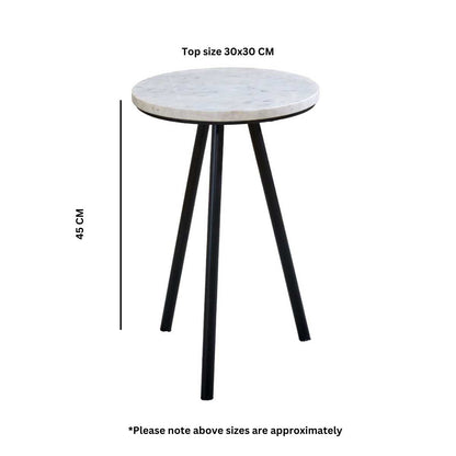 Opal Marble Top Side Table, Metal Legs