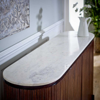 Opal Marble Top Sideboard. 100% Solid Mango Wood.
