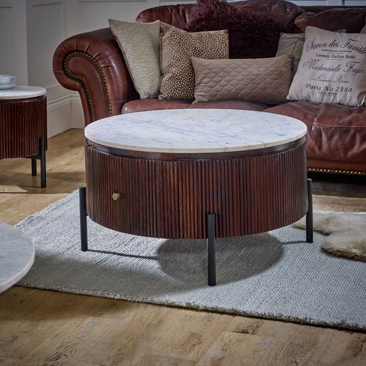 Opal Round Marble Coffee Table. 100% Mango Marble