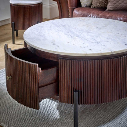 Opal Round Marble Coffee Table. 100% Mango Marble