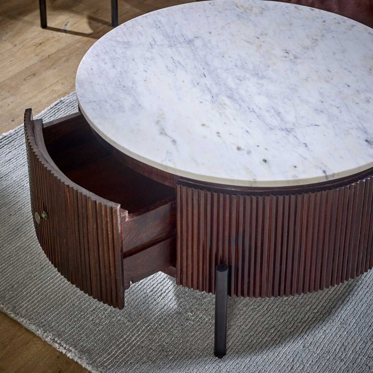 Opal Round Marble Coffee Table. 100% Mango Marble