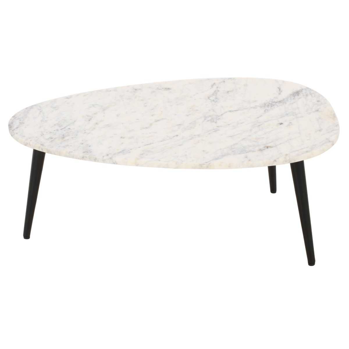 Opal White Marble Coffee Table, Metal Legs