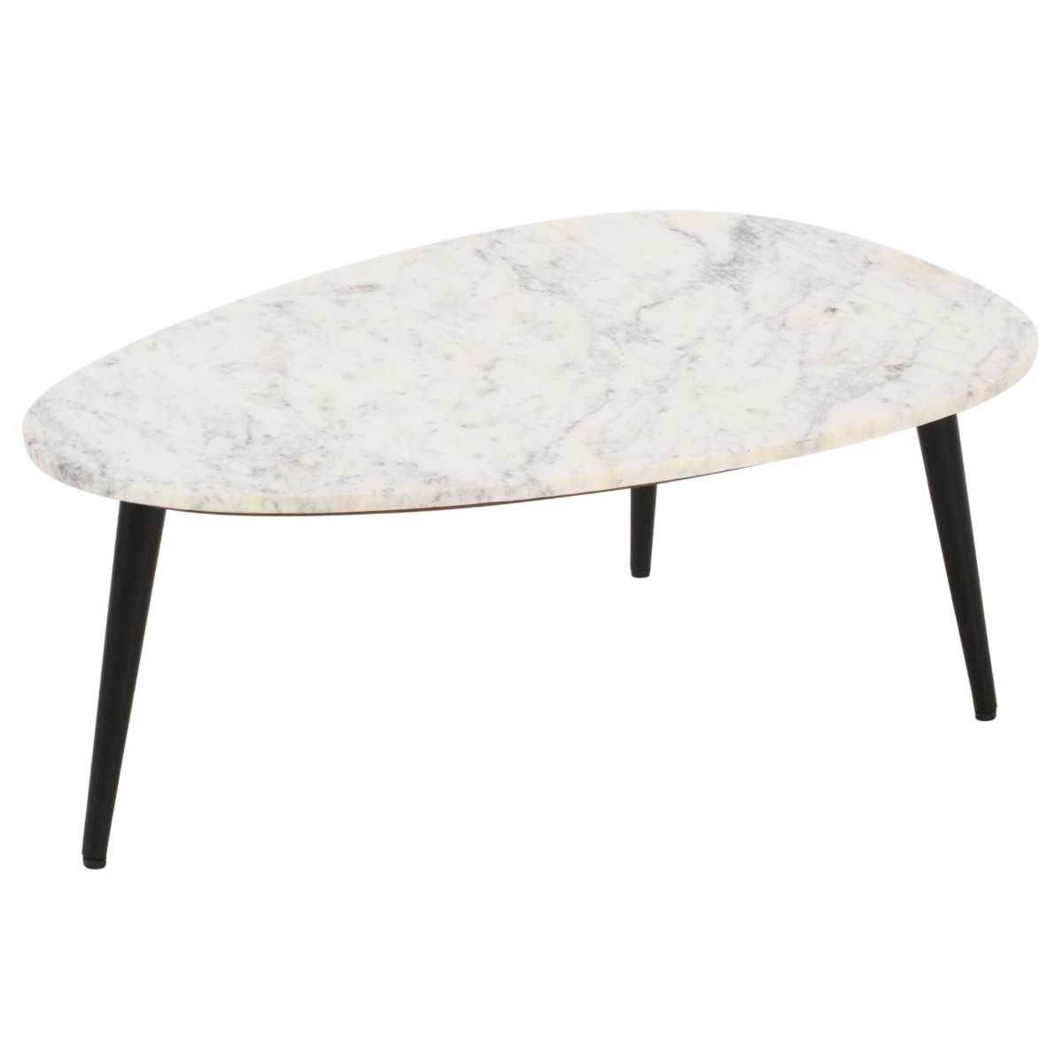 Opal White Marble Coffee Table, Metal Legs