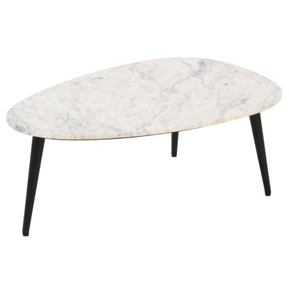 Opal White Marble Coffee Table, Metal Legs