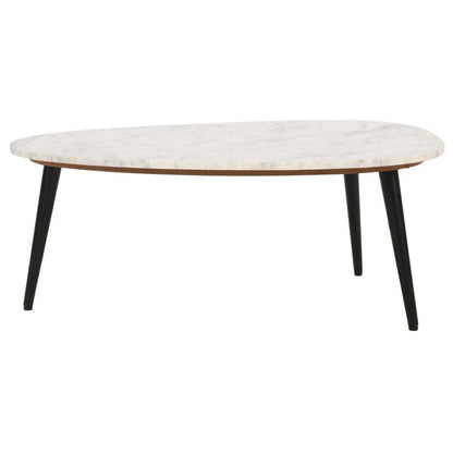 Opal White Marble Coffee Table, Metal Legs