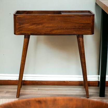 Open-top Chestnut Console. 100% Solid Mango Wood