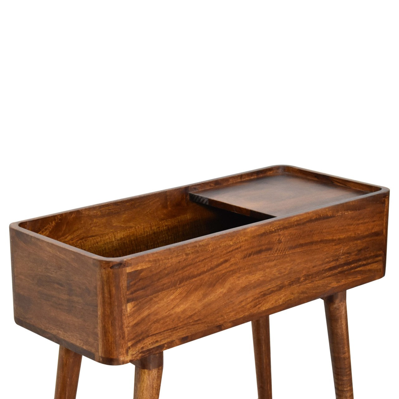 Open-top Chestnut Console. 100% Solid Mango Wood