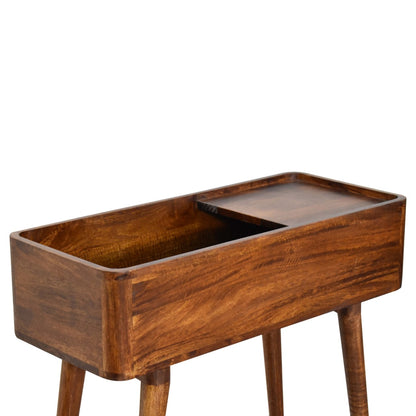 Open-top Chestnut Console. 100% Solid Mango Wood