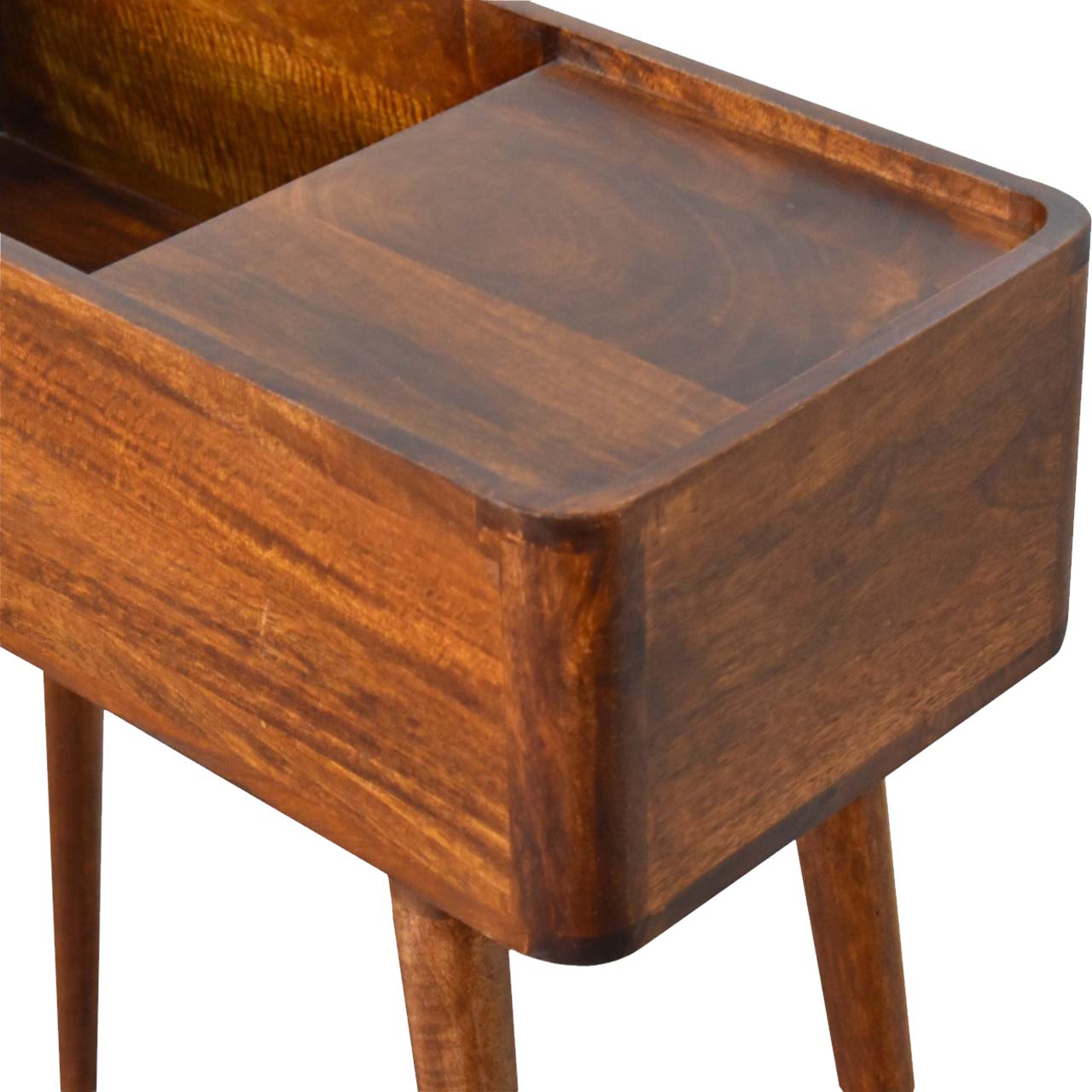 Open-top Chestnut Console. 100% Solid Mango Wood