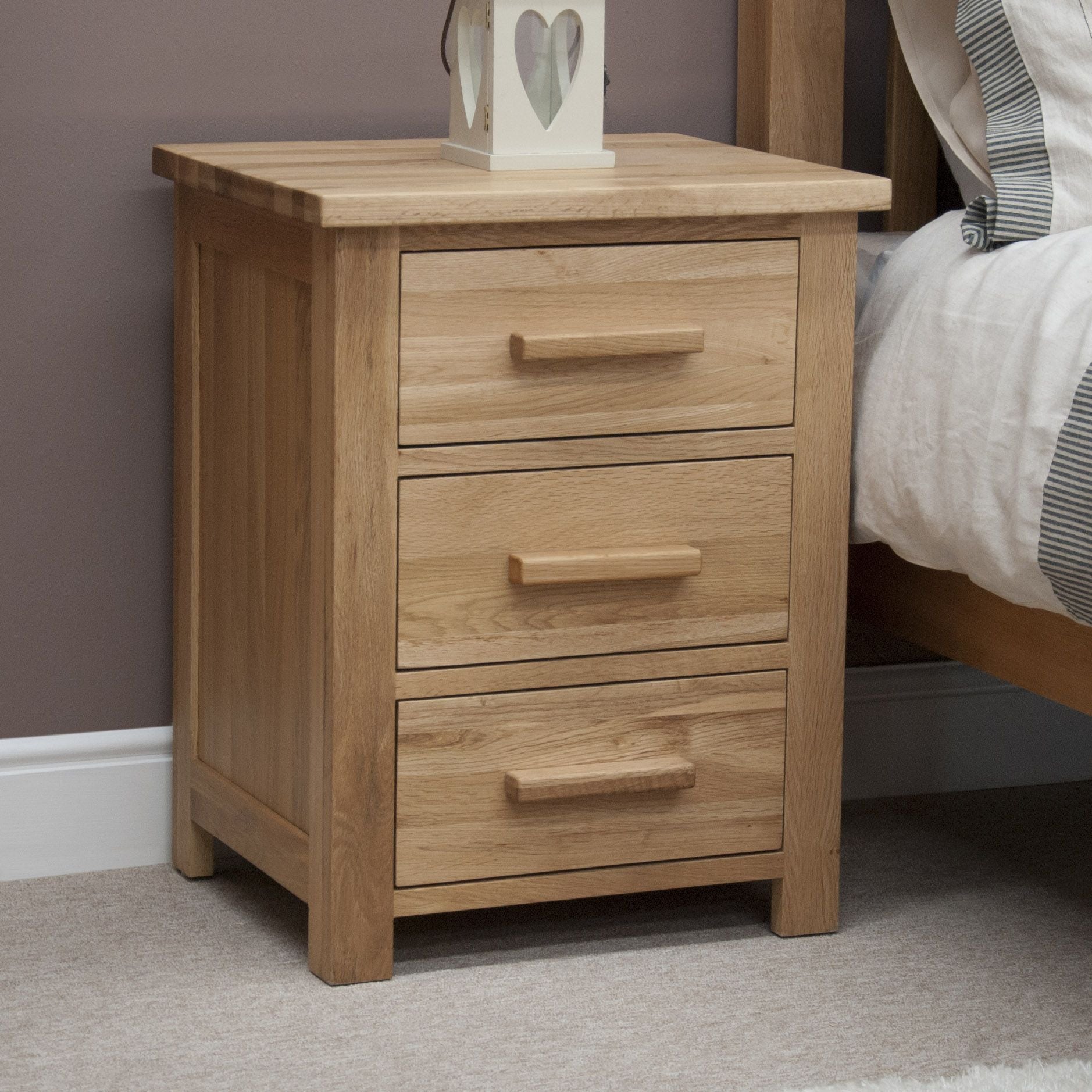 Opus 3 Drawer Bedside. 100% Solid Oak