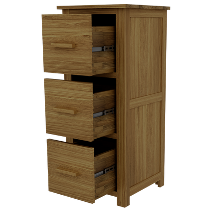 Opus 3 Drawer Filing Cabinet. 100% Solid Oak