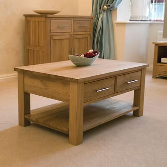 Opus 3 x 2 Coffee Table with Drawers. 100% Solid Oak