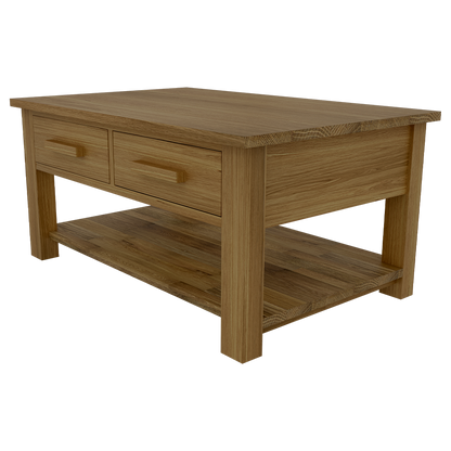 Opus 3 x 2 Coffee Table with Drawers. 100% Solid Oak