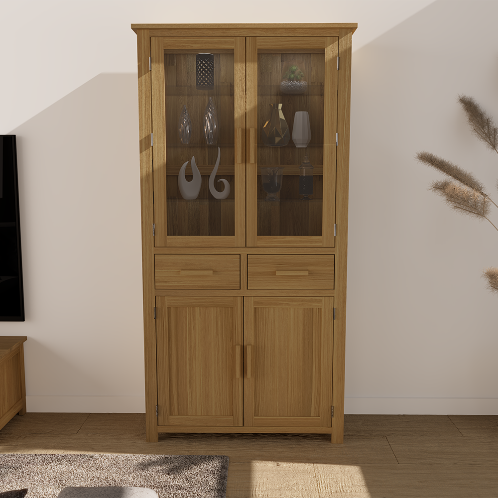 Opus 4 Door Display Cabinet. 100% Solid Oak
