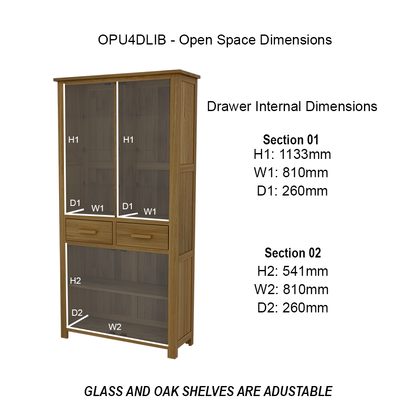 Opus 4 Door Display Cabinet. 100% Solid Oak