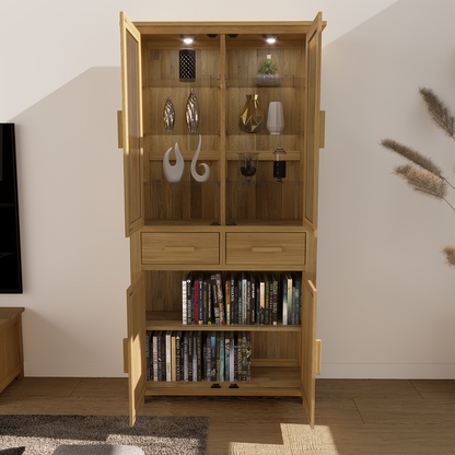 Opus 4 Door Display Cabinet. 100% Solid Oak