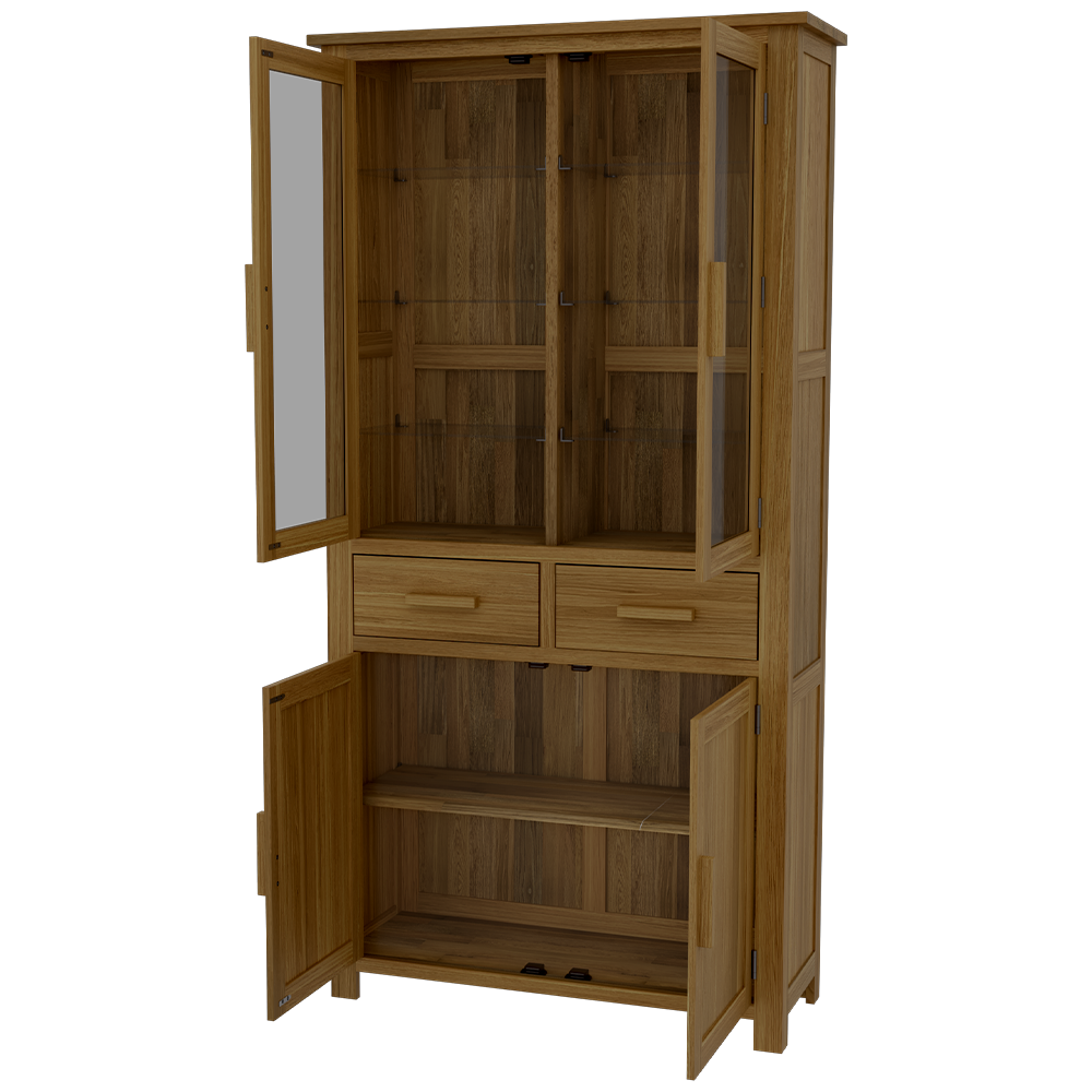 Opus 4 Door Display Cabinet. 100% Solid Oak