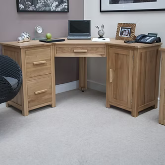 Opus Corner Computer Desk. 100% Solid Oak