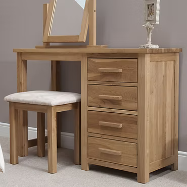 Opus Dressing Table, Mirror & Stool. 100% Solid Oak