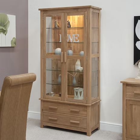 Opus Glass Display Cabinet. 100% Solid Oak