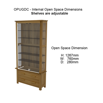 Opus Glass Display Cabinet. 100% Solid Oak