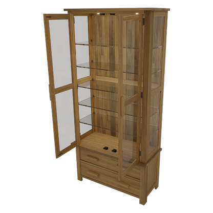 Opus Glass Display Cabinet. 100% Solid Oak