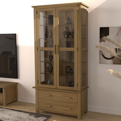 Opus Glass Display Cabinet. 100% Solid Oak