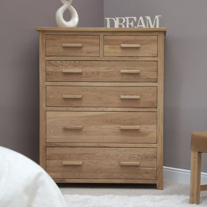 Opus Jumbo 6 Drawer Chest. 100% Solid Oak