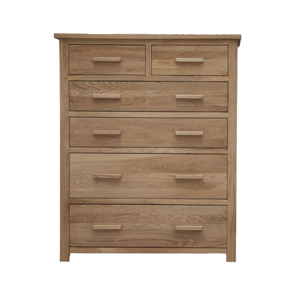 Opus Jumbo 6 Drawer Chest. 100% Solid Oak