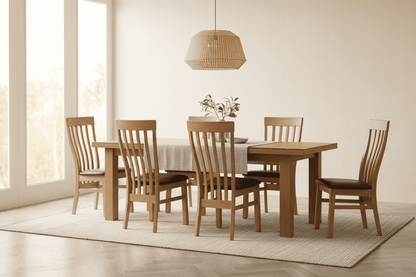 Opus Lucia Dining Chair with Brown Seatpad. 100% Solid Oak