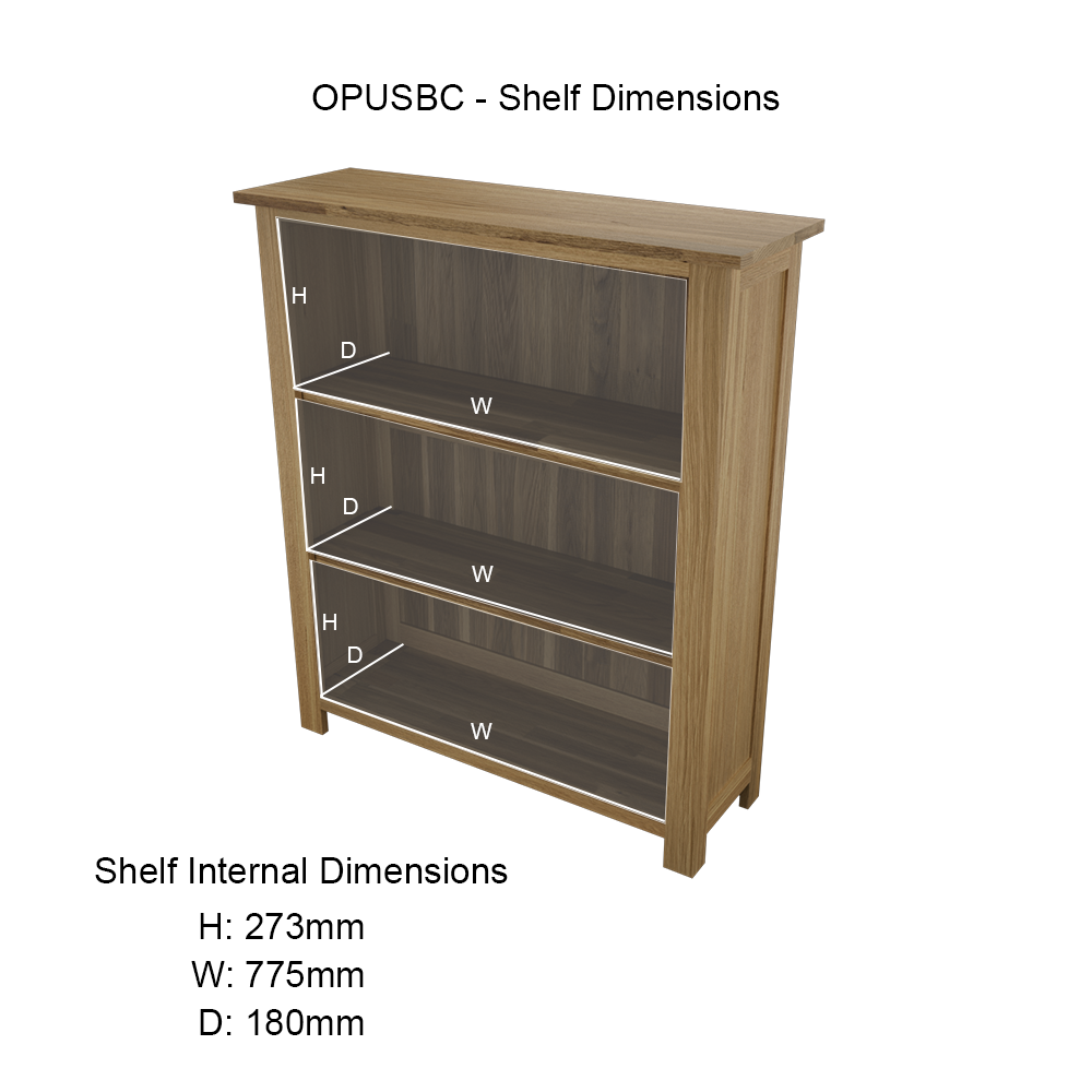 Opus Small Bookcase. 100% Solid Oak