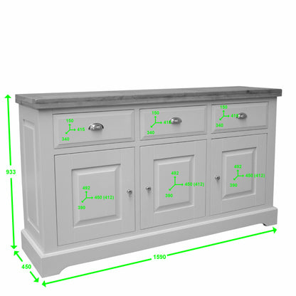 Painted Deluxe Large Sideboard 100% Solid Oak