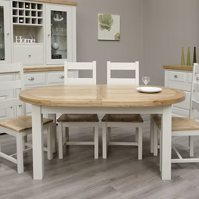 Painted Deluxe Oval Extending Dining Table 100% Solid Oak